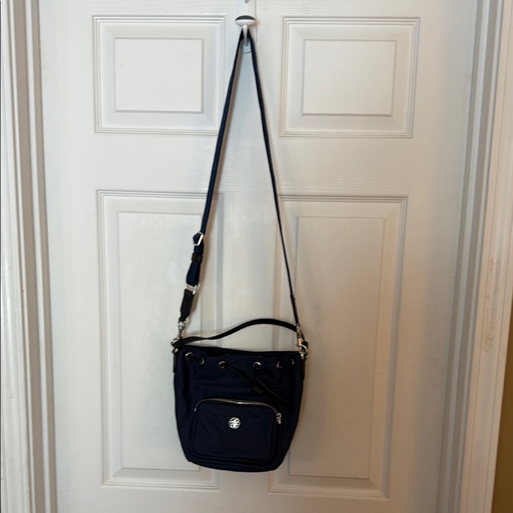 Tory Burch Small Navy Blue Bucket Bag